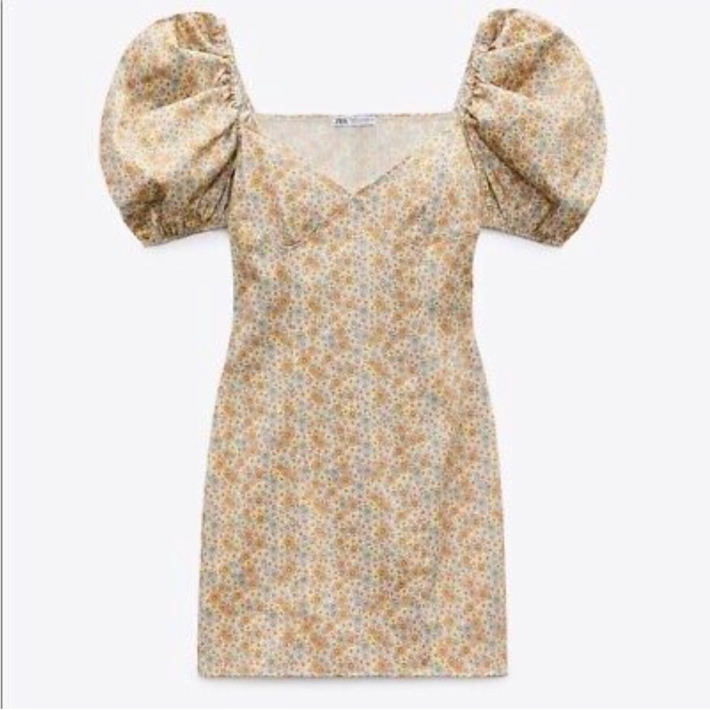 NWT ZARA SS21 SATIN EFFECT PRINT DRESS 0219/801